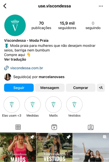 Perfil da marca Viscondessa no Instagram